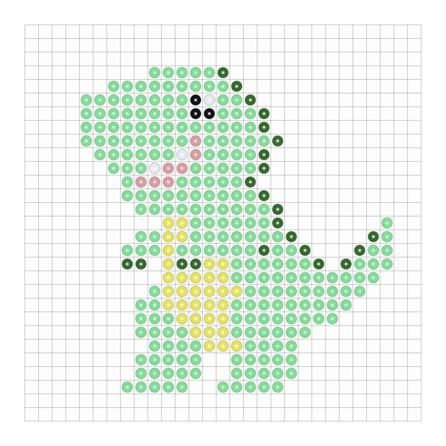 Grüner T-Rex als Bügelperlen Vorlage