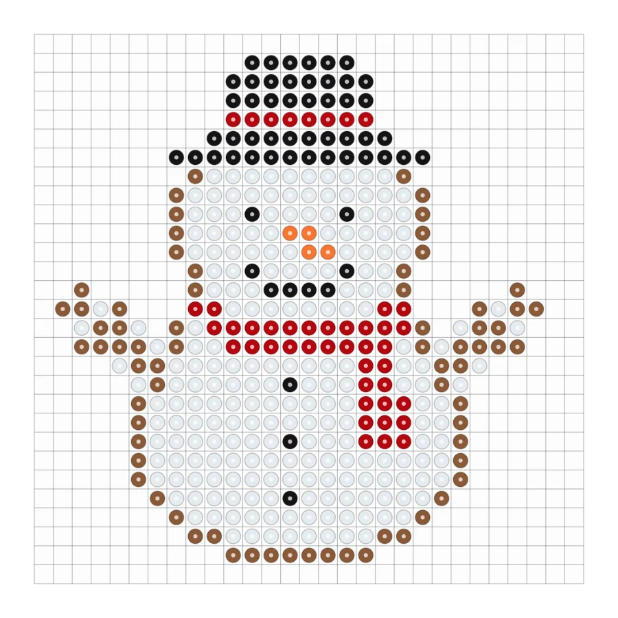 Schneemann als Bügelperlen Vorlage